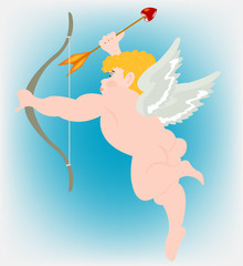 Boy angel with wing and dart of the amur