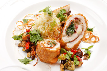 chicken fillet with vegetables and potatoes