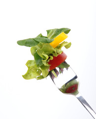 Fresh salad on a fork