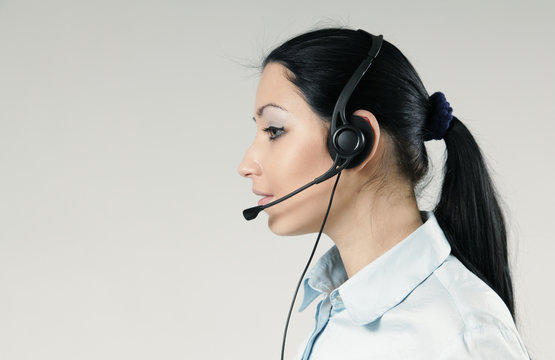 Attractive call center operator portrait
