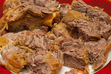 prepared, cooked pieces of beef