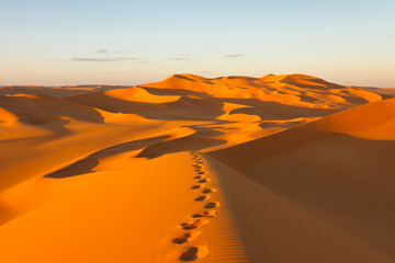 Footprints in the Sand Dunes - Murzuq Desert, Sahara, Libya
