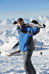 Fototapeta na wymiar man winter snow ski
