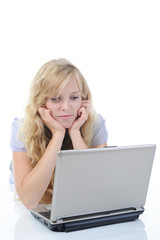 Naklejka premium woman with laptop