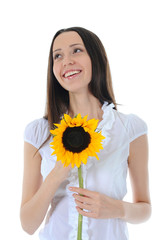 brunette with a sunflower