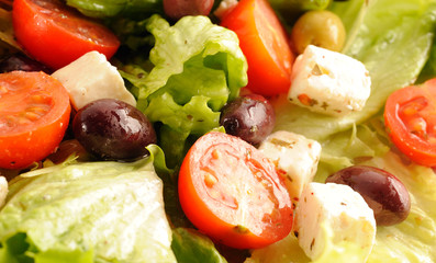 Salade, verte,composée,tomates,olives,fetas