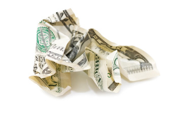 American dollar banknote isolated over white
