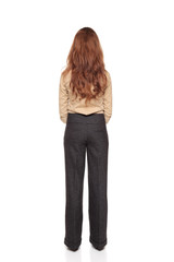 businesswoman - rear view hands clasped