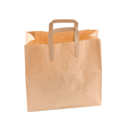 Recycled shopping bag isolated on white background.