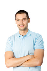 Obraz premium Portrait of happy smiling young man, isolated on white