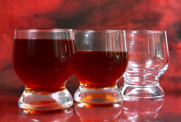 alcohol drink is in a glass