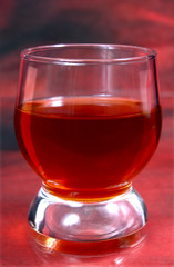 alcohol drink is in a glass