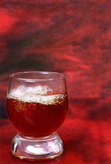 alcohol drink is in a glass
