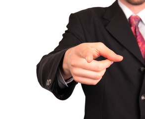 businessman pointing the finger in front of himself