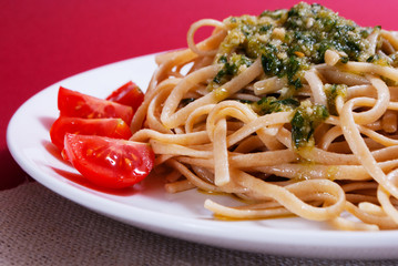Pasta with pesto sauce