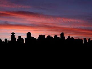 Fototapeta na wymiar Vancouver skyline o zachodzie słońca piękne niebo ilustracji