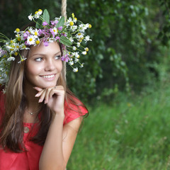 Obraz premium beauty girl on swing outdoors