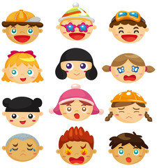 cartoon kid face icon