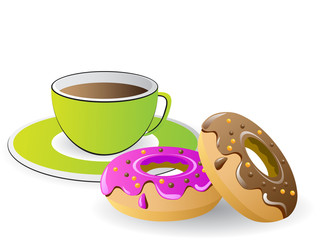 tea time with coffee and donuts