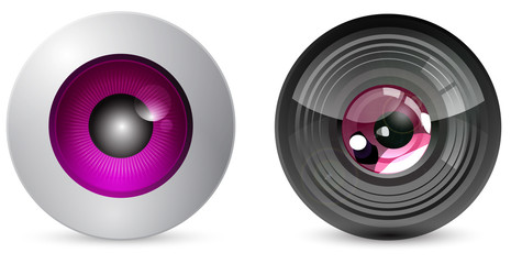 comparison about human eyeball with camera lens