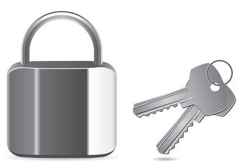 vector illustration of a padlock and key