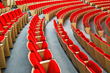 Red chairs of the auditorium