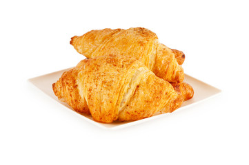 Breakfast concept - croissant isolated on white