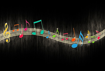 Fototapeta premium Music Notes on Black Background