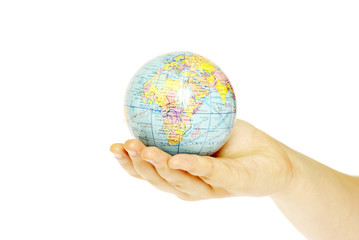 hand holdings a globe