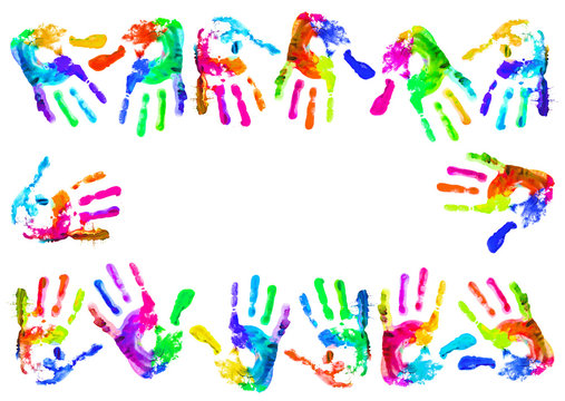 Multi coloured handprints