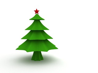 Green Tree With Red Star