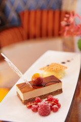 Dessert on table