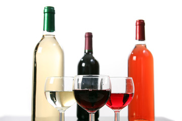 Red, rose and white wine, drink photo