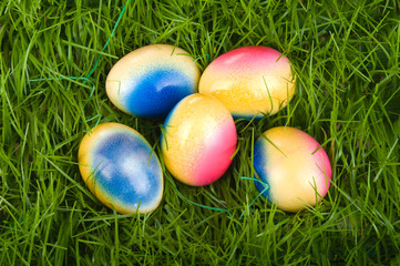 Easter eggs in grass