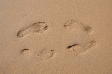 Fototapeta na wymiar footprints of a couple