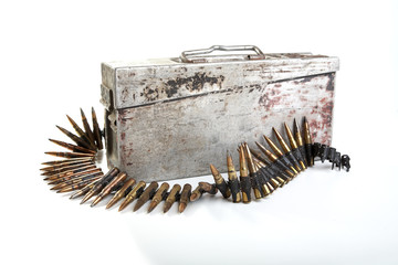 Machine-gun tape with cartridges of times  Second World War