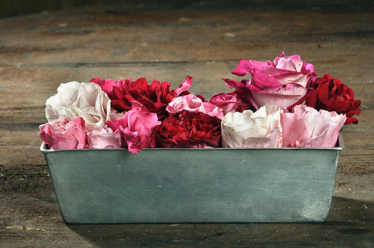 rose alluminio contenitore fiori tavolo