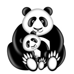 Mother and Baby Panda Bear