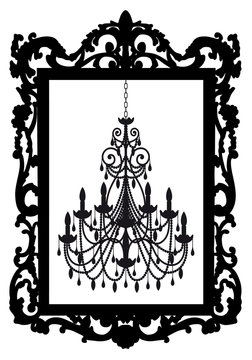 picture frame with chandelier, vector