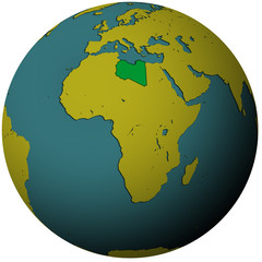 libya flag on globe map