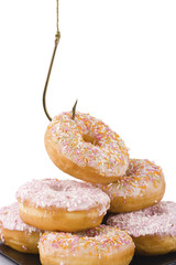 Doughnuts being hooked