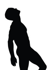A silhouette of a male
