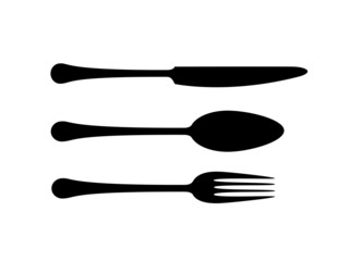 knife, fork and spoon