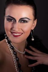 woman smile in retro style make-up