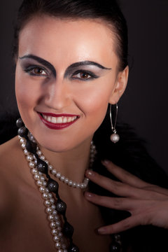 woman smile in retro style make-up
