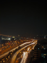 Fototapeta na wymiar Light of road in Bangkok at night