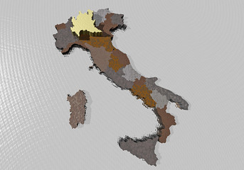 Italia cartina 3d Lombardia