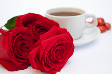 tea, roses, chocolates