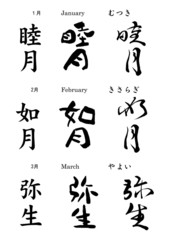 日本の１２ヶ月　暦の名前　１月２月３月