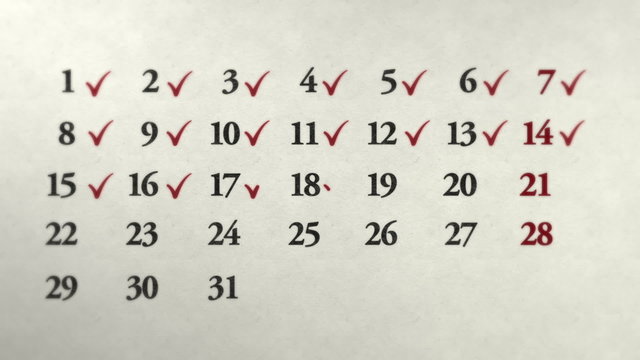 Monthly Calendar with checks